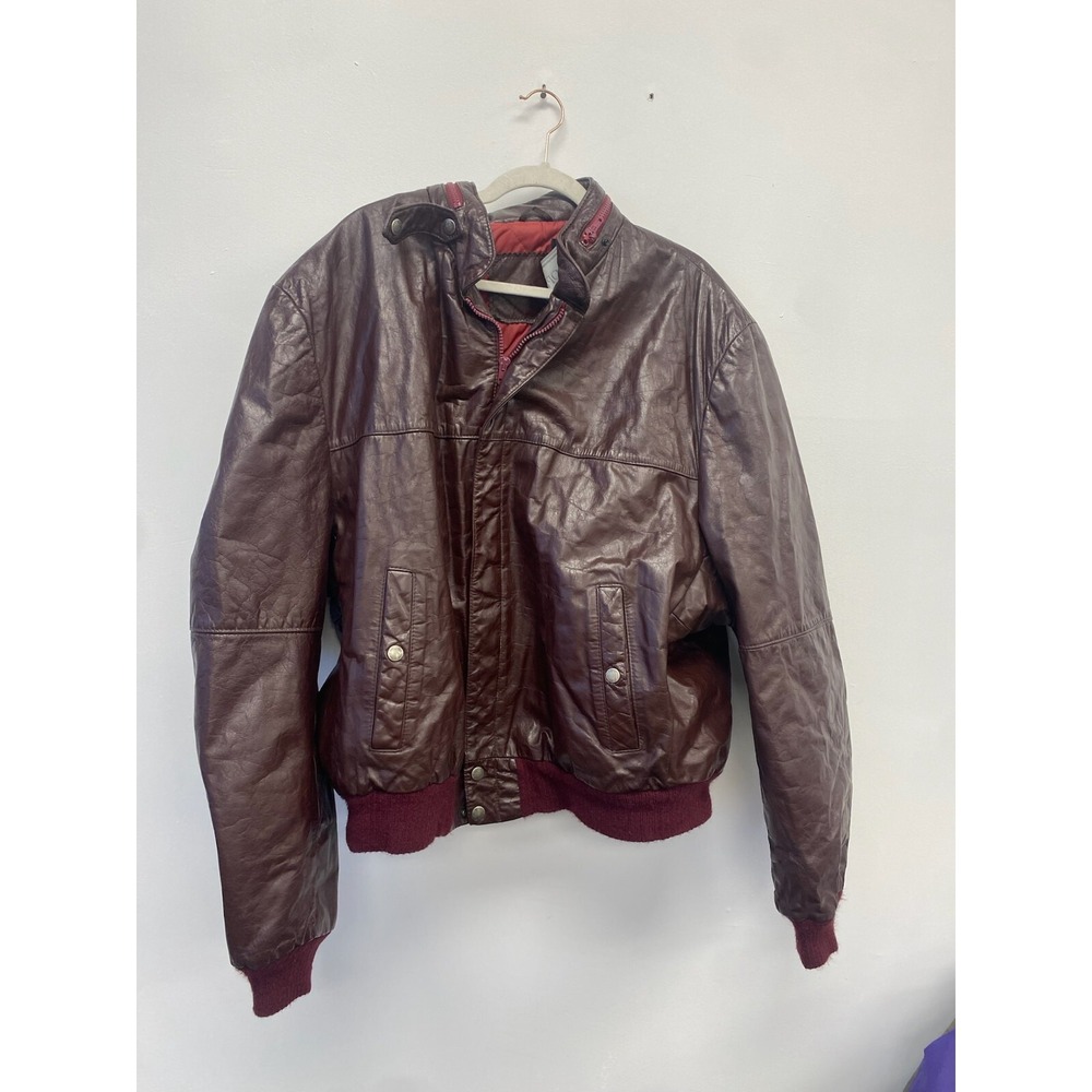 Vintage 80s‎ Cooper Genuine Europe Leather Cognac Bomber Jacket Coat XL (56)